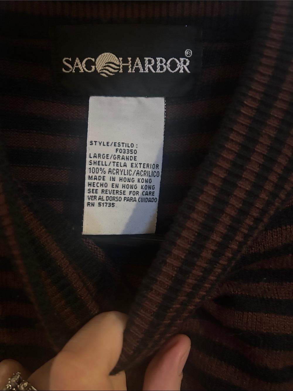 Short-Sleeve Stripe Knit Top in Black and Brown - Picture 2 of 2